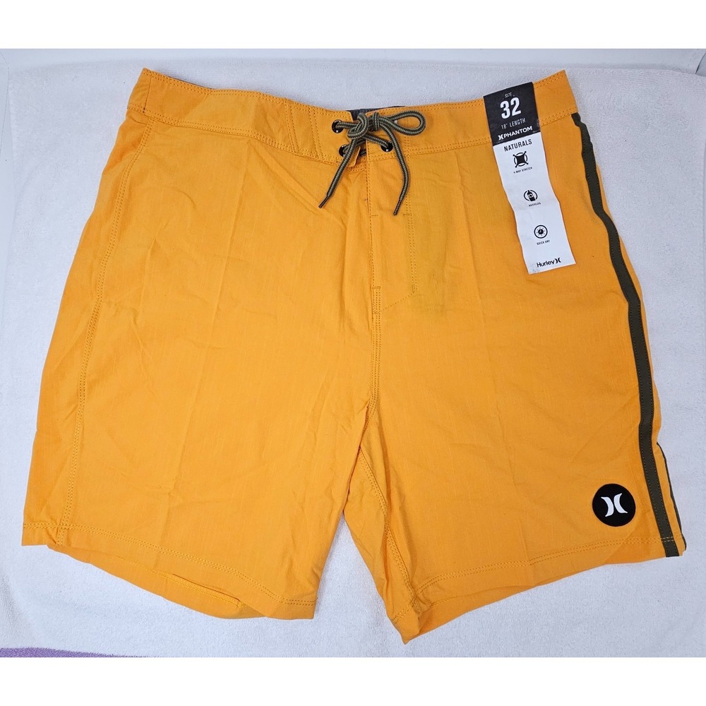 Hurley Phantom Naturals 18" Board Shorts, Men's Size 32, 6" Ins, Orange Zest NEW